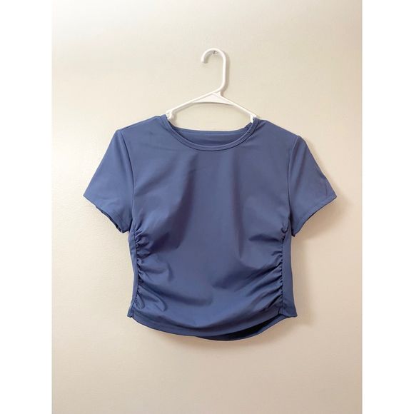 lululemon athletica Tops - Lululemon Blue Short Sleeve Crop Activewear Top